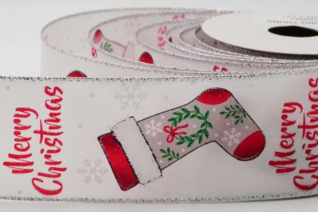 Nastro con filo per calze di Natale_KF6469G-1_Bianco